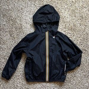 K-Way Black Raincoat with Yellow Trim